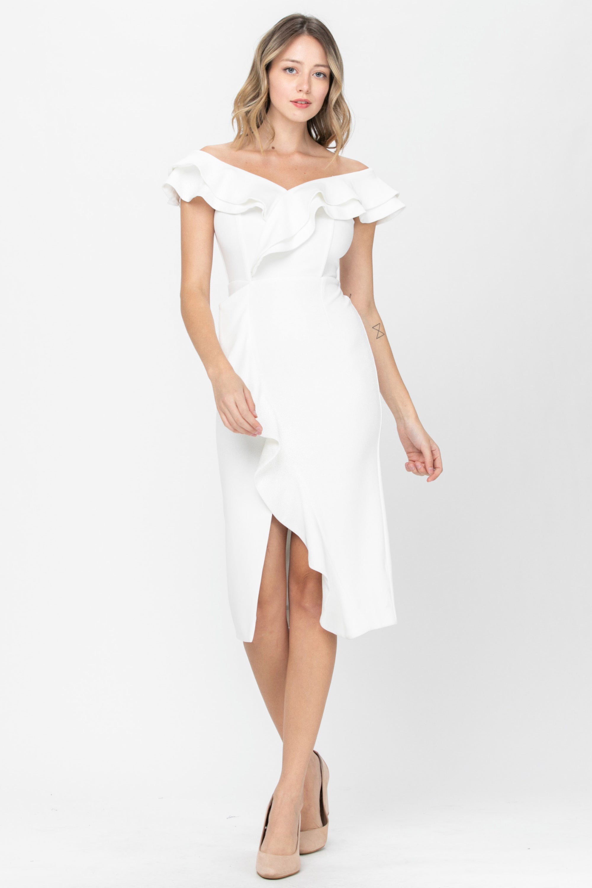 Kelsey | An Elegant White Midi Dress ...